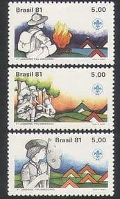 Brazil 1981 Scouts/ Scouting/ Camp/  Fire/ Jamboree  /  Leisure  /  Youth  /  People 3v (n36346)