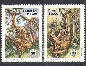 Brazil 1984 WWF  /  Spider Monkey  /  Nature  /  Wildlife  /  Conservation 2v set (n38083)