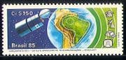 Brazil 1985 Space/ Communications/ Telecomms/ "Brasilsat" Satellite/ Maps/ TV/ Phone 1v (n29476)