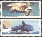 Brazil 1987 Hawksbill Turtle/ Right Whale/ Marine/ Nature/ Conservation/ Environment 2v set (n25661)