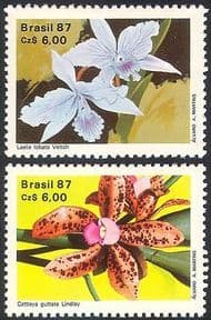 Brazil 1987 Orchids  /  Plants  /  Nature  /  Flowers 2v set n29331