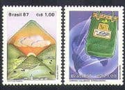 Brazil 1987 Postal Services / Mail / Post / Courier Bag / Globe / Landscape 2v set n38239