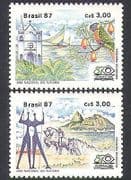 Brazil 1987 Tourism / Parrot / Church / Horses / Statue / Birds / Nature / Art 2v set (n38082)