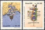 Brazil 1988 Abolition of Slavery 100th Anniversary/ Human Rights/ Ship/ Map/ Law Book/ Pen 2v set (n27645)