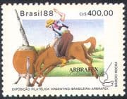 Brazil 1988 Abrafex/ Rodeo/ Horse/ Cowboy/ Animals/ StampEx/ Animation 1v (n27641)