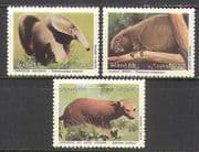 Brazil 1988 Animals / Wildlife / Porcupine / Bush Dog / Anteater / Nature 3v set (n22513)