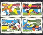 Brazil 1988 Football / Sports / Games / Soccer 4v blk (b7496)