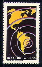 Brazil 1988 Telecomms/ Communications/ Radio/ Telecommunications/ Map 1v (n29477)