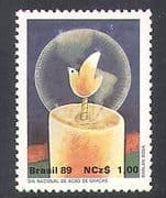 Brazil 1989 Dove / Candle / Greetings / Birds / Animation 1v (n38276)