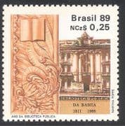 Brazil 1989 Library / Books / / Carving / Sculpture / Buildings / Architecture 1v (n38126)