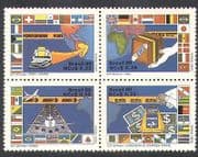 Brazil 1989 Post / Mail / Parcel / Plane / Transport / National Flags 4v blk (n38091)