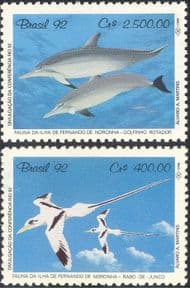 Brazil 1992 Tropic Birds/ Dolphins/ Nature/ Animals/ Conservation/ Environment  2v set (n44433)