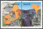 Brazil 1992 Wild Cat/ Bird/ Animals/ Rock Art/ Nature/ Wildlife/ National Park 2v set s/t pr (b8318)
