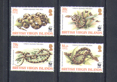 British Virgin Is. (BVI) 2005 WWF / Snakes / Reptiles / Animals / Nature / Boa 4v (n14868)