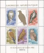 Bulgaria 1980 Owls/ Eagle/ Kestrel/ Raptors/ Birds/ Stamp Exhibition 5v sht (s4137g)