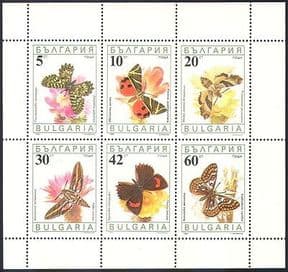 Bulgaria 1990 Butterflies  /  Insects  /  Nature  /  Conservation  /  Environment  6v sht (b946)