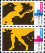 Bulgaria 2003 Europa/ Poster Art/ Birds/ Woman/ Rabbit/ Pig/ Chicken/ Animals 2v set pr (n20850)