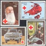 Burkina Faso 1985 Red Cross/ Medical/ Health/ Welfare/ Helicopter/ Ambulance/ Aircraft/ Motor/ Aviation/ Transport 4v set (n27848)