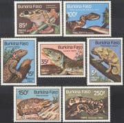 Burkina Faso 1985 Snakes/ Frog/ Chameleon/ Lizards/ Tortoise/ Animals/ Wildlife/ Reptiles/ Amphibians/ Conservation 7v set (b3594)
