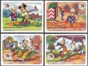Caicos Is. 1985 Disney/ Brothers Grimm/ Mickey/ Donald/ Tales/ Soldiers/ Cartoons 4v set (d00303)