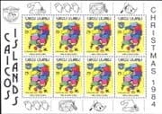 Caicos Islands 1984 Disney/ Donald 50th/ Christmas/ Cartoons/ Animation 8v sht (b798j)