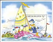Caicos Islands 1984 Disney/ Easter/ Donald/ Boats/ Sailing/ Cartoons 1v m/s (b3123a)