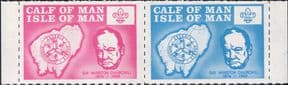 Calf of Man (Isle of Man) 1965  Sir Winston Churchill/ Scouts/ Coat-of Arms/ Map 2v set pair (s5119)