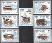 Cambodia 1989 Carriages / Transport / Philexfrance / Buildings / Architecture 7v (b8327)