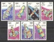 Cambodia 1990 Space / Satellites / Rockets 7v set (b7984)