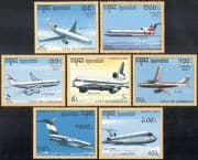 Cambodia 1991 Aviation/ Aircraft/ Planes/ Transport/ Business/ Commerce 7v set (b8030/)