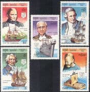 Cambodia 1992 Cook/ Darwin/ Cousteau/ Kon Tiki/ Ships/ Boats/ Explorers/ Transport 5v set b8050