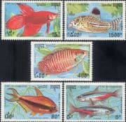 Cambodia 1992 Tropical Fish/ Freshwater/ Nature/ Tetra/ Gourami 5v set (b8211)