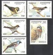 Cambodia 1994 Goldcrest / Tit / Bunting / Birds / Nature 5v set (b8095)