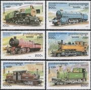 Cambodia 1996 Steam Trains/ Engines/ Locomotives/ Railways/ Rail/ Transport 6v set (b10153)