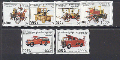 Cambodia 1997 Fire Engines / Rescue / Motors 6v set n11233