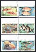 Cambodia 1999 Tropical Fish/ Marine/ Nature/ Wildlife/ Cichlid/ Tiger Barbs/ Gourami 6v set (b4166)
