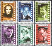 Cambodia 2001 Cinema Actors/ Actresses/ Films/ People/ Gable/ Dietrich/ Disney 6v set (n10503a)