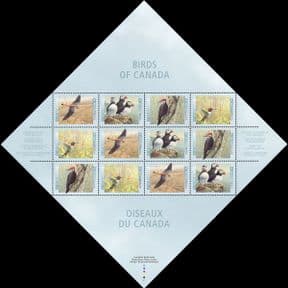 Canada 1996  Kestrel/ Puffins/ Woodpecker/ Hummingbird/ Birds/ Nature  12v sht  (n19544)