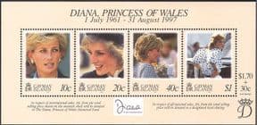 Caymans/ Cayman Islands 1998 Diana, Princess of Wales/ Royalty/ Royal/ People 4v m/s (n18360)