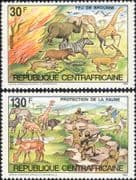 Central African Republic 1983 Animals/ Nature Protection/ Wildlife/ Fire/ Army 2v set (n22222x)