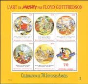 Central African Republic 1998 Disney/ Mickey Mouse 70th/ Cartoons/ Animation 5v sht (b6301n)