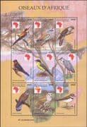Central African Republic 1999 Owl/ Heron/ Kestrel/ Bee-eater/ Birds/ Nature/ Maps 9v m/s (b387g)