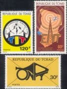 Chad 1977 Telecomms Satellite/ Aerials/ Radio Mast/ Posthorn/ Mail 3v set (b8676f)
