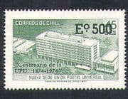 Chile 1974 UPU 100th / Headquarters / Buildings / Architecture 1v surch (n37274)