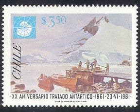 Chile 1981 Antarctic Treaty  /  Polar  /  Boats  /  Map 1v (n31182)