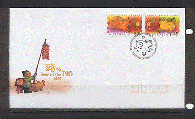Christmas Is 2007 YO Pig / Animals / Greeting 2v FDC n18338