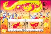 Christmas Island 1996 YO Rat/ Greetings/ Animals /Lunar Zodiac/ Luck/ Fortune 2v m/s (b5101)