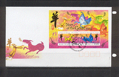 Christmas Island 2003 YO Goat m / s FDC (n18649a)