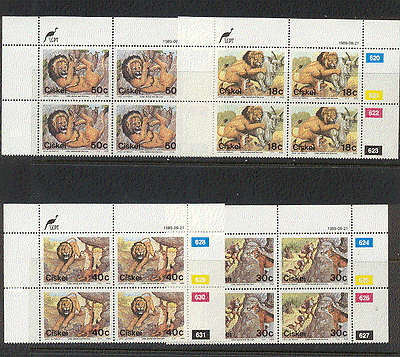Ciskei 1989 Folklore / LIONS 4v Control blks ref:n17420