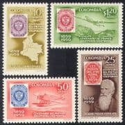 Colombia 1959 Postal Transport / Planes / Aircraft / Aviation / Maps / S-on-S 4v (n39393)